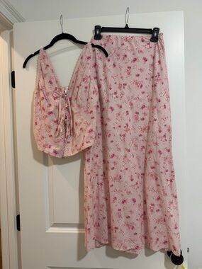 Pink floral set with rose and hot pink colors M